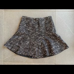 J Crew Fitted Flair Black/White Tweed Skirt, size 0